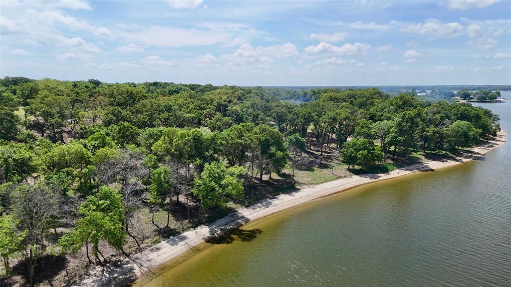 Wooded lakefront aerial